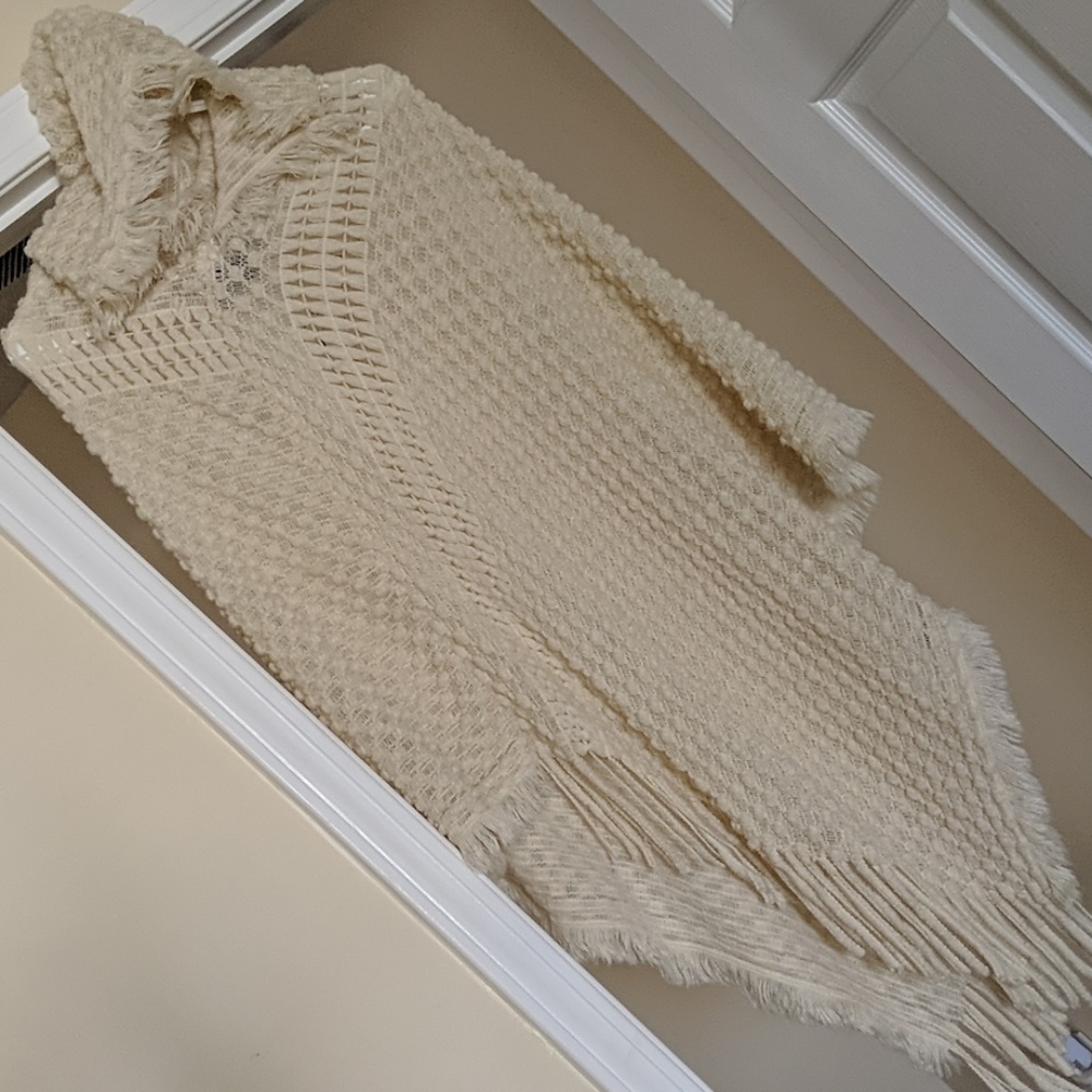 Hooded pull over poncho shawl